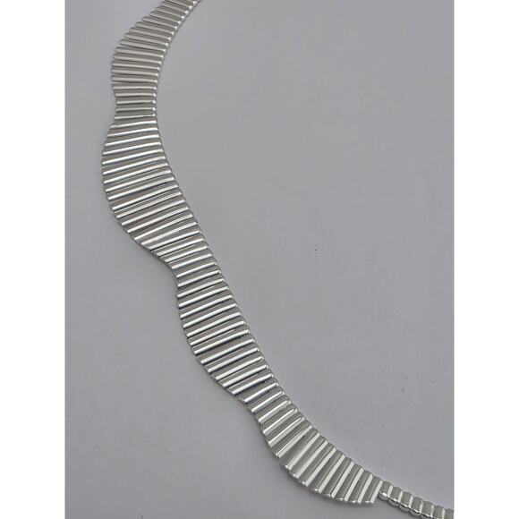 GRADUATED COLLAR NECKLACE ITALY 925 STERLING SILVER - Picture 6 of 16